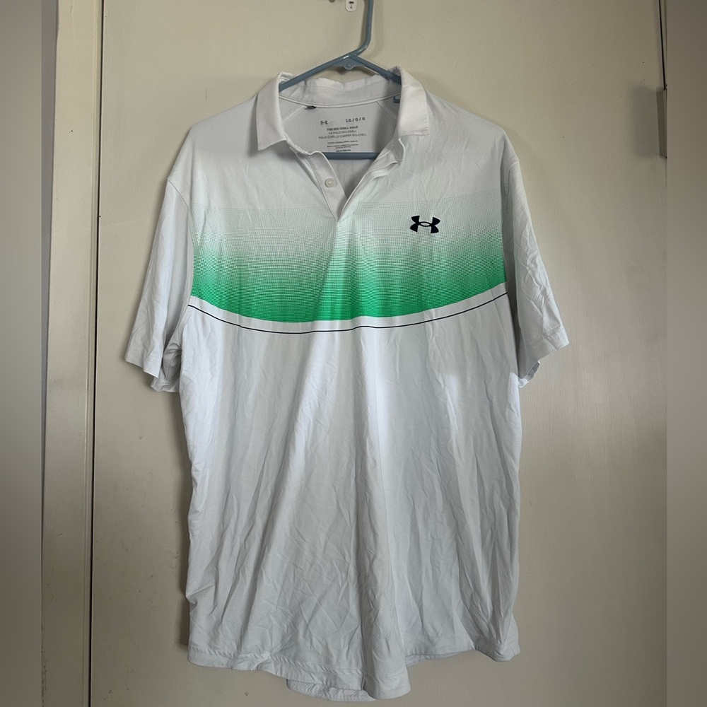 Under Armour White and Green Polo Shirt